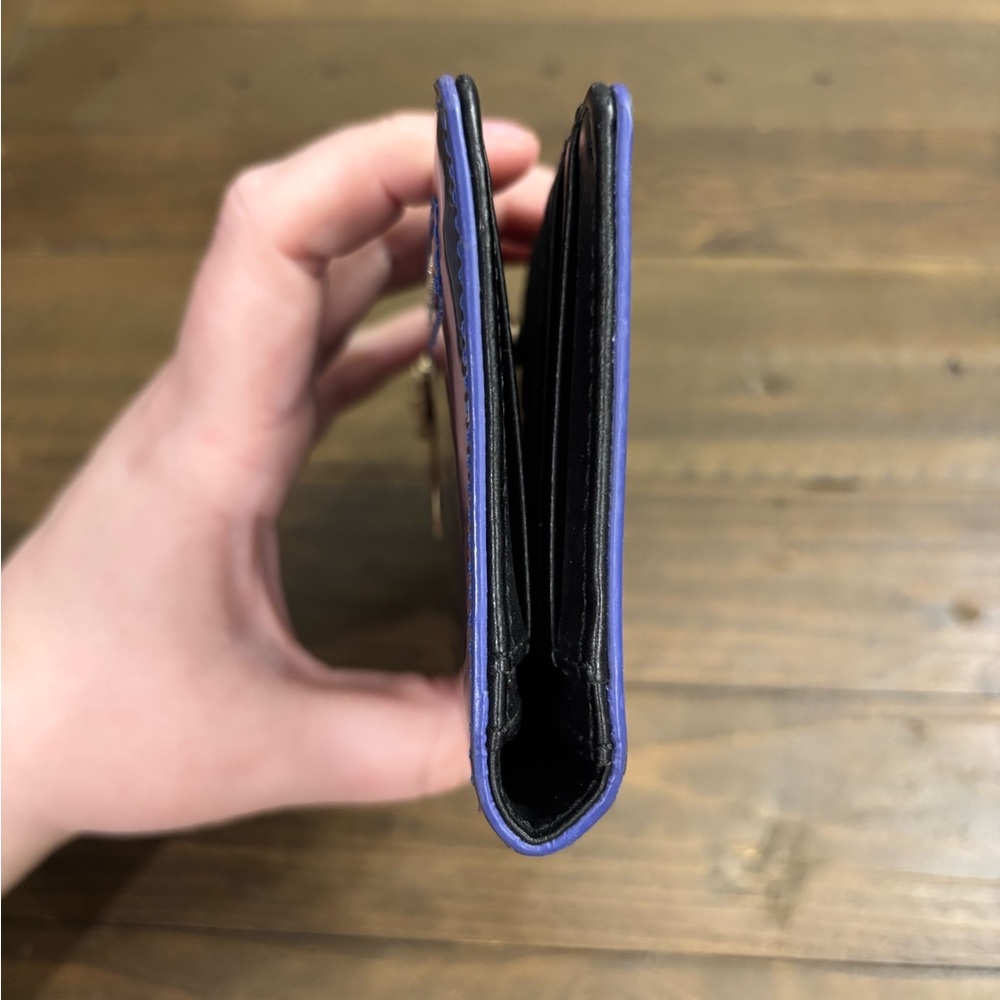 Kate Spade Rainer Lane Iridescent Blue Snap Close Wallet with Storybook Lining - Picture 5 of 13